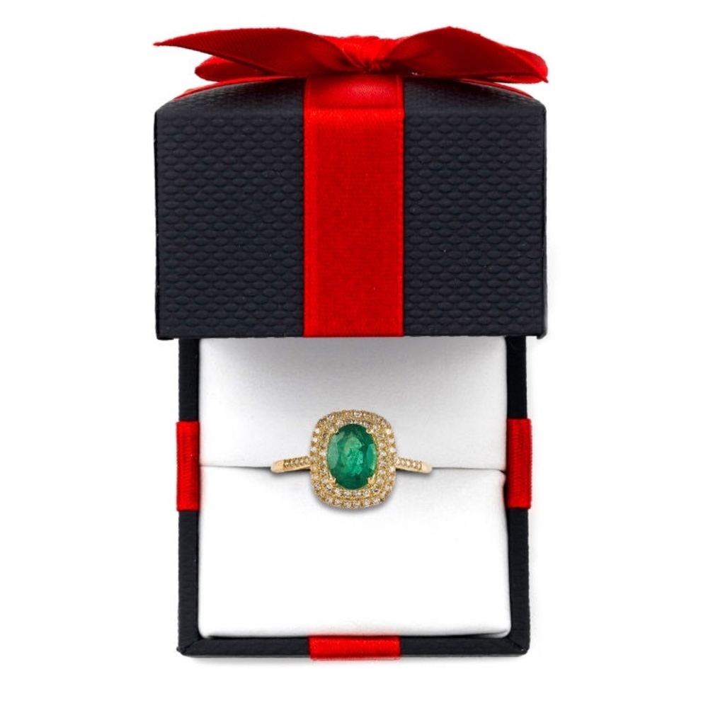 Emerald 1 1/10 CT. Diamond 10K Gold Ring